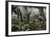 Psittacosaurus Sinensis Rests on His Haunches in a Cretaceous Forest-null-Framed Art Print