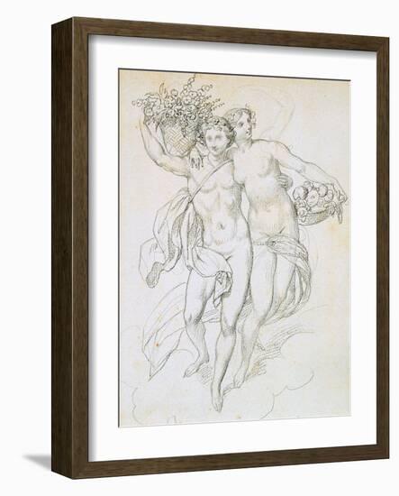 Psyche and Cupid, C1820-1857-Achille Deveria-Framed Giclee Print