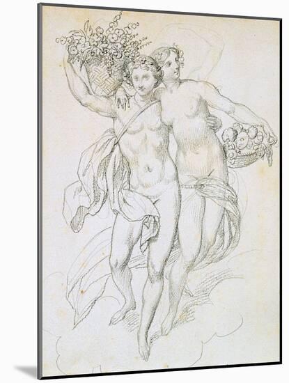 Psyche and Cupid, C1820-1857-Achille Deveria-Mounted Giclee Print