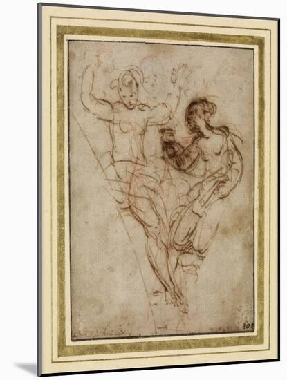 Psyche Presenting to Venus the Vase of Proserpine (Pen and Brown Ink over Red Chalk on Brownish Pap-Raphael-Mounted Giclee Print