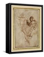 Psyche Presenting to Venus the Vase of Proserpine (Pen and Brown Ink over Red Chalk on Brownish Pap-Raphael-Framed Stretched Canvas