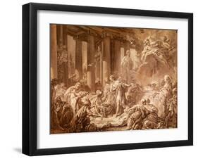 Psyche Receiving the Divine Honors (Preparatory Study), C.1740 (Oil Painting on Paper Mounted on Ca-Francois Boucher-Framed Giclee Print