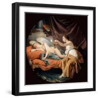 Psyche Surprising Sleeping Cupid-Louis-Jean-François Lagrenée-Framed Giclee Print