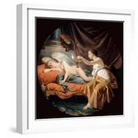 Psyche Surprising Sleeping Cupid-Louis-Jean-François Lagrenée-Framed Giclee Print