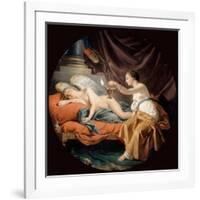 Psyche Surprising Sleeping Cupid-Louis-Jean-François Lagrenée-Framed Giclee Print