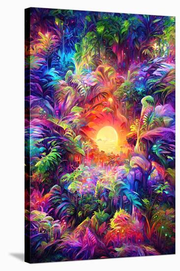 Psychedelic Jungle Sunset-null-Stretched Canvas