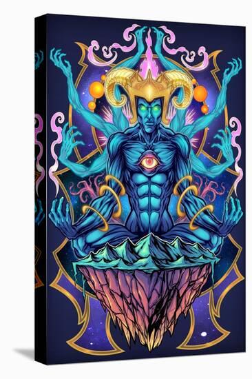 Psychedelic Meditating God-FlyLand Designs-Stretched Canvas