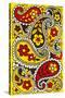 Psychedelic Paisleys, Yellow and Red-null-Stretched Canvas