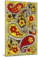 Psychedelic Paisleys, Yellow and Red-null-Mounted Art Print