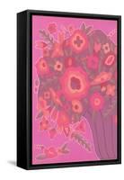 Psychedelic Red and Pink Flowers-null-Framed Stretched Canvas