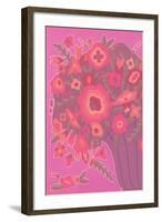 Psychedelic Red and Pink Flowers-null-Framed Art Print