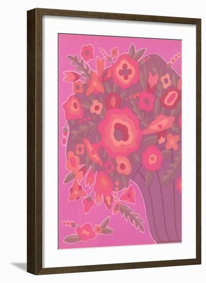 Psychedelic Red and Pink Flowers-null-Framed Art Print