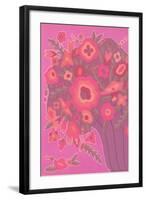 Psychedelic Red and Pink Flowers-null-Framed Art Print
