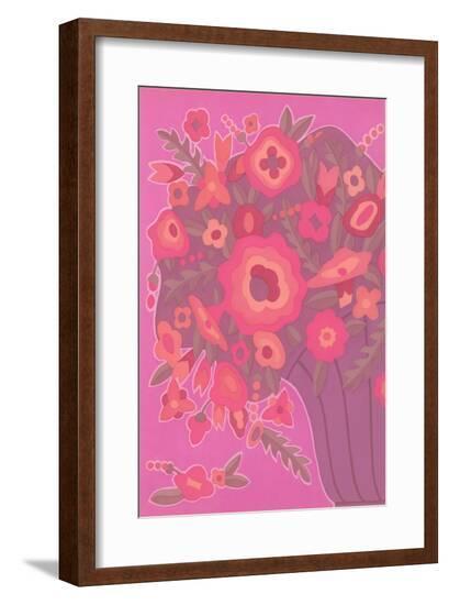Psychedelic Red and Pink Flowers--Framed Art Print