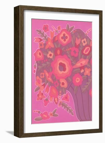 Psychedelic Red and Pink Flowers-null-Framed Art Print