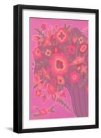 Psychedelic Red and Pink Flowers-null-Framed Art Print