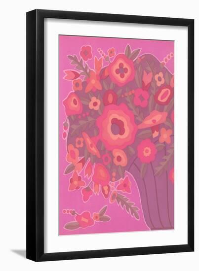 Psychedelic Red and Pink Flowers-null-Framed Art Print