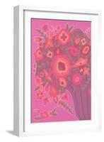 Psychedelic Red and Pink Flowers-null-Framed Art Print