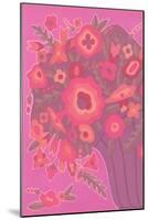 Psychedelic Red and Pink Flowers-null-Mounted Art Print