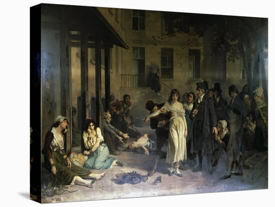 Psychiatrist Philippe Pinel (1745-1826) Releasing Insane from their Chains at Salpetriere Asylum in-Tony Robert-fleury-Stretched Canvas