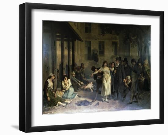 Psychiatrist Philippe Pinel (1745-1826) Releasing Insane from their Chains at Salpetriere Asylum in-Tony Robert-fleury-Framed Giclee Print