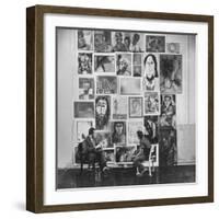 Psychiatrist with Emotionally Disturbed Student in Front of Paintings by others at Special School-Fritz Goro-Framed Photographic Print