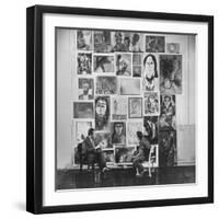 Psychiatrist with Emotionally Disturbed Student in Front of Paintings by others at Special School-Fritz Goro-Framed Photographic Print