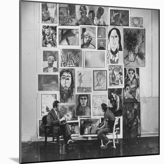 Psychiatrist with Emotionally Disturbed Student in Front of Paintings by others at Special School-Fritz Goro-Mounted Photographic Print