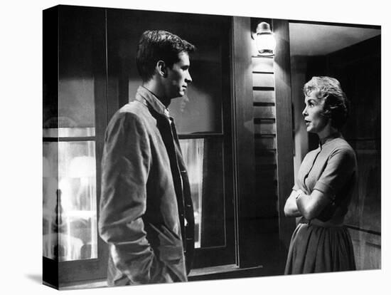 PSYCHO, 1960 directed by ALFRED HITCHCOCK Anthony Perkins / Janet Leigh (b/w photo)-null-Stretched Canvas