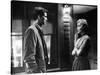 PSYCHO, 1960 directed by ALFRED HITCHCOCK Anthony Perkins / Janet Leigh (b/w photo)-null-Stretched Canvas