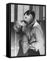 PSYCHO, 1960 directed by ALFRED HITCHCOCK Janet Leigh / John Gavin (b/w photo)-null-Framed Stretched Canvas