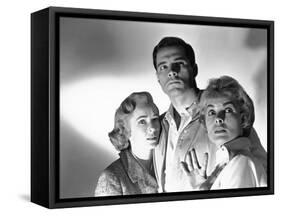 PSYCHO, 1960 directed by ALFRED HITCHCOCK Vera Miles, John Gavin and Janet Leigh (b/w photo)-null-Framed Stretched Canvas