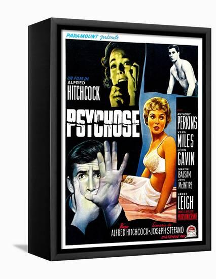 Psycho, (aka Psychose), Belgian Poster Art, 1960-null-Framed Stretched Canvas