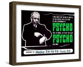 Psycho, Director Alfred Hitchcock On A British Quad, 1960-null-Framed Art Print