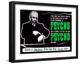 Psycho, Director Alfred Hitchcock On A British Quad, 1960-null-Framed Art Print