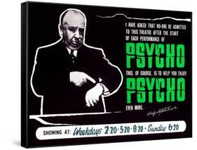 Psycho, Director Alfred Hitchcock On A British Quad, 1960-null-Framed Stretched Canvas