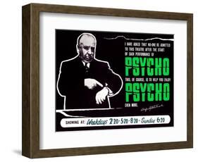 Psycho, Director Alfred Hitchcock On A British Quad, 1960-null-Framed Art Print