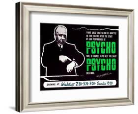 Psycho, Director Alfred Hitchcock On A British Quad, 1960-null-Framed Art Print