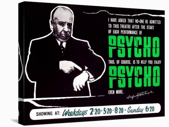 Psycho, Director Alfred Hitchcock On A British Quad, 1960-null-Stretched Canvas