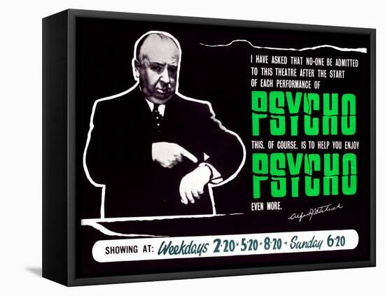 Psycho, Director Alfred Hitchcock On A British Quad, 1960-null-Framed Stretched Canvas