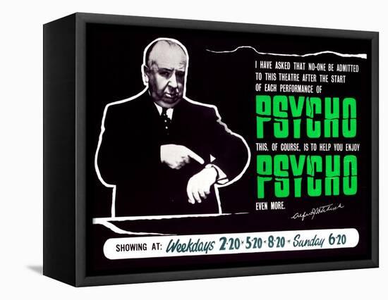 Psycho, Director Alfred Hitchcock On A British Quad, 1960-null-Framed Stretched Canvas