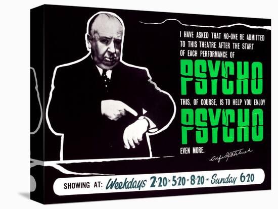 Psycho, Director Alfred Hitchcock On A British Quad, 1960-null-Stretched Canvas