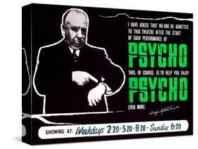 Psycho, Director Alfred Hitchcock On A British Quad, 1960-null-Stretched Canvas