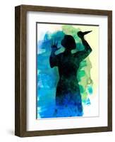 Psycho in the Shower Watercolor-Lora Feldman-Framed Art Print