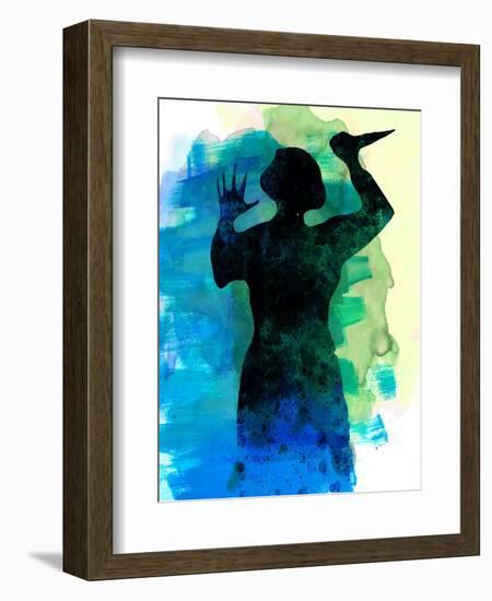 Psycho in the Shower Watercolor-Lora Feldman-Framed Art Print