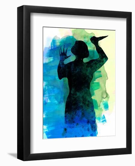 Psycho in the Shower Watercolor-Lora Feldman-Framed Art Print