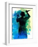 Psycho in the Shower Watercolor-Lora Feldman-Framed Art Print