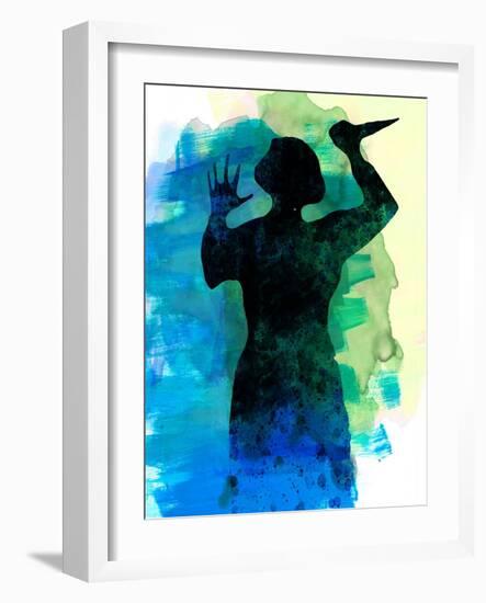 Psycho in the Shower Watercolor-Lora Feldman-Framed Art Print