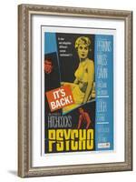 PSYCHO, US poster, Anthony Perkins (left), Janet Leigh (center), John Gavin (bottom), 1960-null-Framed Art Print