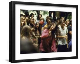 Psylvia, Dressed in Pink Indian Shirt Dancing in Crowd, Woodstock Music and Art Festival-Bill Eppridge-Framed Premium Photographic Print